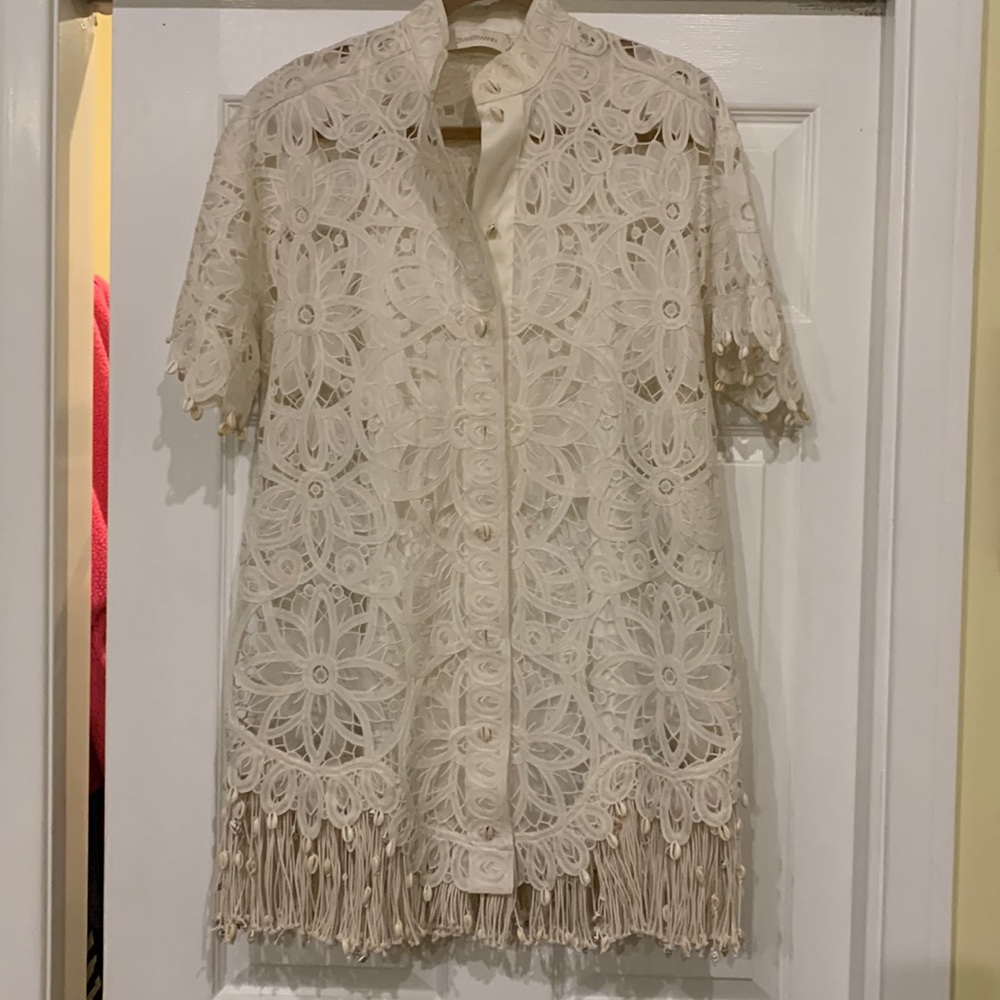 White button up floral lace Zimmerman minidress